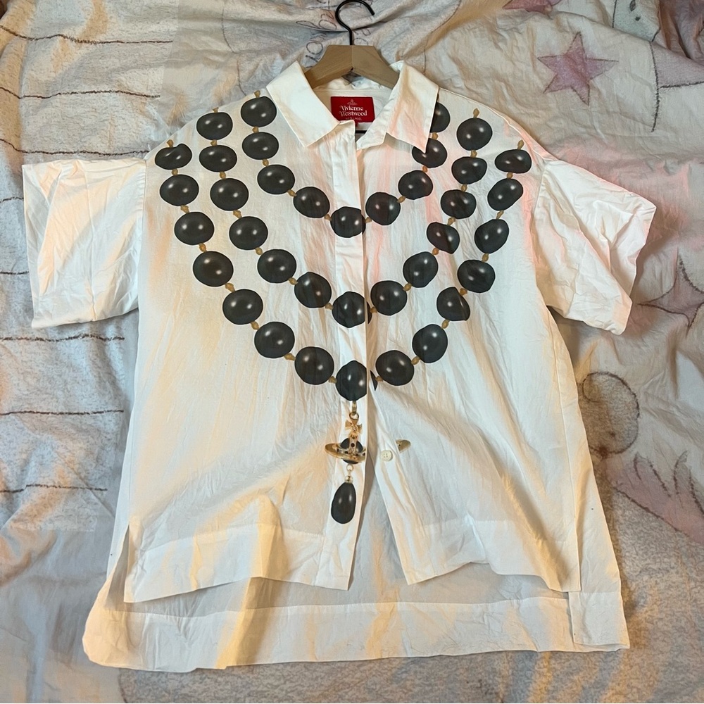Vivienne Westwood Red Label Pearl Necklace Short Sleeve Shirt